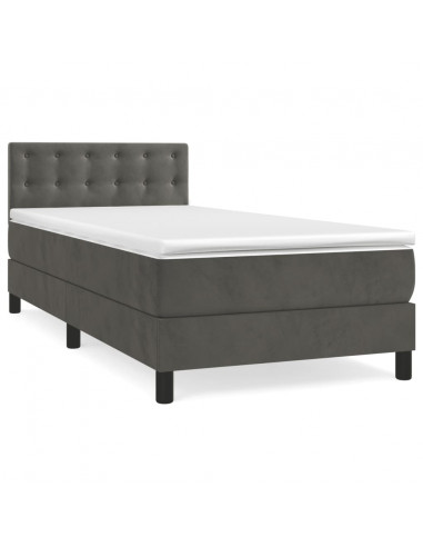 Giroletto a Molle con Materasso Grigio Scuro 80x200 cm Velluto