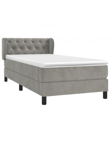 Giroletto a Molle con Materasso Grigio Chiaro 80x200 cm Velluto