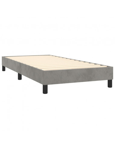 Giroletto a Molle con Materasso Grigio Chiaro 80x200 cm Velluto