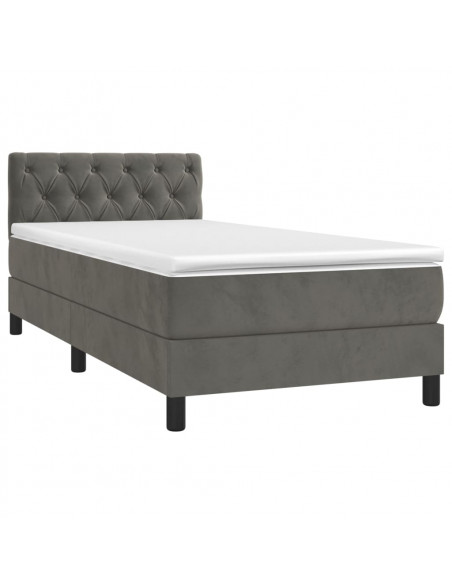Giroletto a Molle con Materasso Grigio Scuro 80x200 cm Velluto