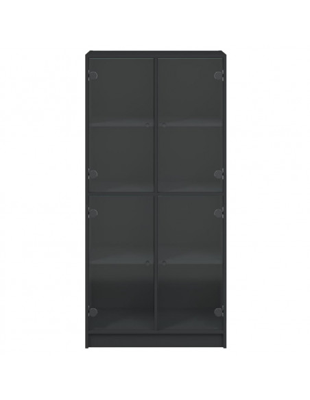 Credenza con Ante Nera 68x37x142 cm in Legno Multistrato