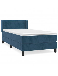 Giroletto a Molle con Materasso Blu Scuro 90x190 cm in Velluto 2