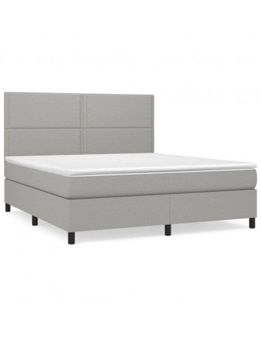 Giroletto a Molle con Materasso Grigio Chiaro180x200 cm Tessuto