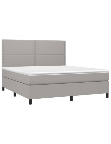 Giroletto a Molle con Materasso Grigio Chiaro180x200 cm Tessuto