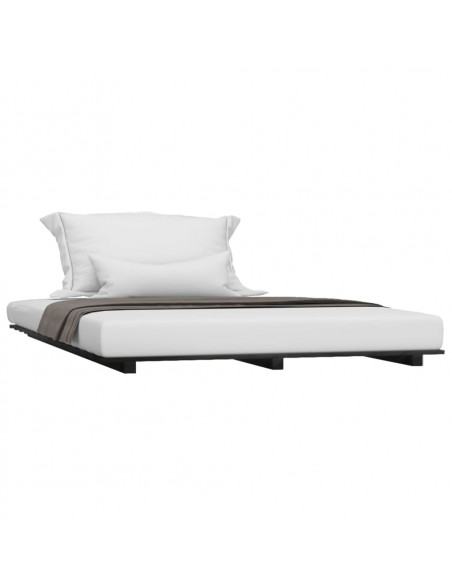 Giroletto Nero 135x190 cm Legno Massello di Pino