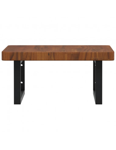 Ripiano a Parete per Lavabo in Acciaio e Massello di Rovere