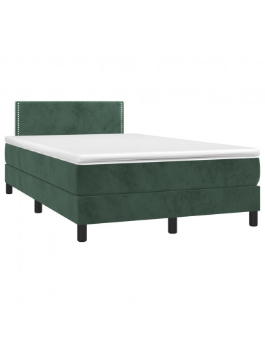 Giroletto a Molle con Materasso Verde Scuro 120x200 cm Velluto
