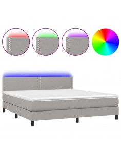 Letto a Molle Materasso e LED Grigio Chiaro 180x200 cm Tessuto 2