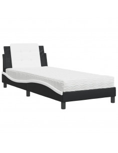 Letto con Materasso Nero e Bianco 80x200 cm in Similpelle 2