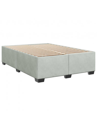 Giroletto a Molle con Materasso Grigio Chiaro 140x190cm Velluto