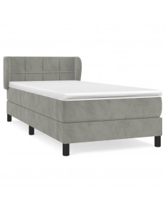 Giroletto a Molle con Materasso Grigio Chiaro 90x190 cm Velluto 2