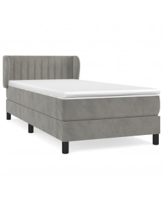 Giroletto a Molle con Materasso Grigio Chiaro 90x190 cm Velluto 2