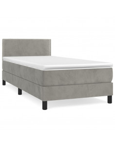 Giroletto a Molle con Materasso Grigio Chiaro 90x190 cm Velluto 2