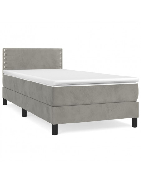 Giroletto a Molle con Materasso Grigio Chiaro 90x190 cm Velluto