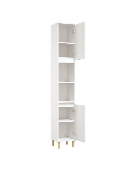 Armadietto da Bagno Bianco 30x30x190 cm in Legno Multistrato