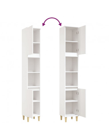 Armadietto da Bagno Bianco 30x30x190 cm in Legno Multistrato