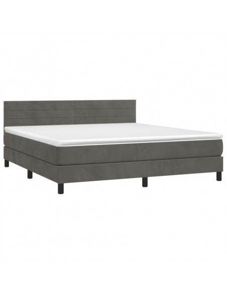 Giroletto a Molle con Materasso Grigio Scuro 160x200 cm Velluto