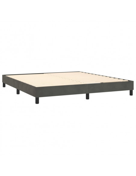 Giroletto a Molle con Materasso Grigio Scuro 160x200 cm Velluto