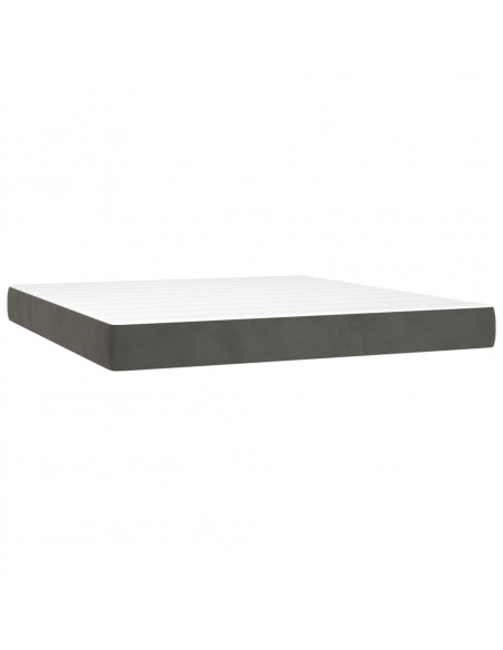 Giroletto a Molle con Materasso Grigio Scuro 160x200 cm Velluto
