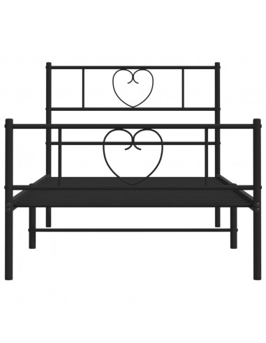 Giroletto con Testiera e Pediera Metallo Nero 75x190 cm