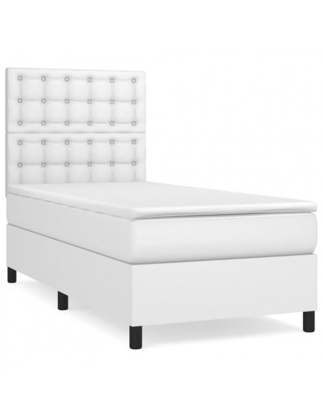 Giroletto a Molle con Materasso Bianco 100x200 cm in Similpelle