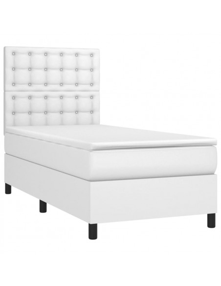 Giroletto a Molle con Materasso Bianco 100x200 cm in Similpelle