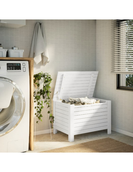 Contenitore con Coperchio RANA Bianco 80x49x54 cm Massello Pino