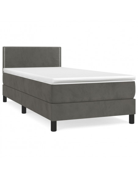 Giroletto a Molle con Materasso Grigio Scuro 90x190 cm Velluto