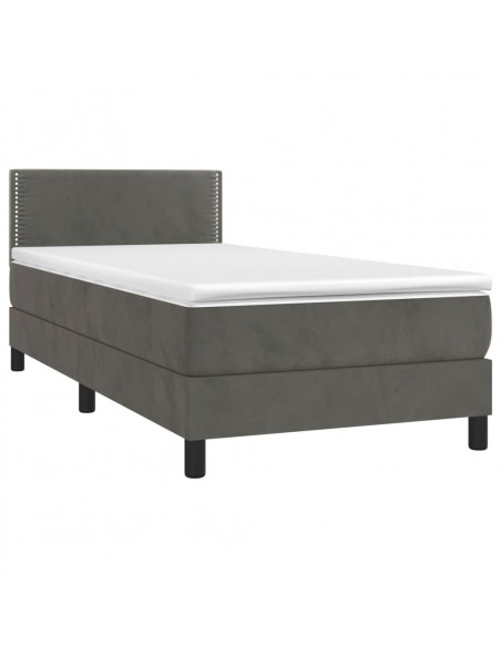 Giroletto a Molle con Materasso Grigio Scuro 90x190 cm Velluto