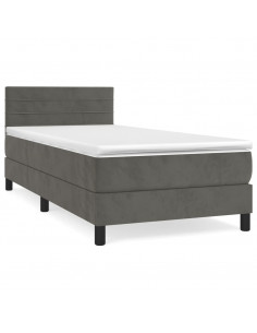 Giroletto a Molle con Materasso Grigio Scuro 90x190 cm Velluto 2