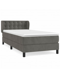 Giroletto a Molle con Materasso Grigio Scuro 90x190 cm Velluto 2