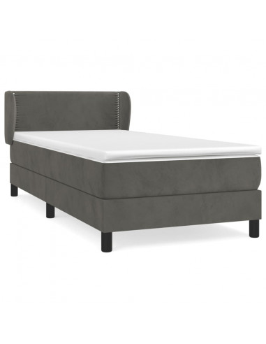 Giroletto a Molle con Materasso Grigio Scuro 90x190 cm Velluto