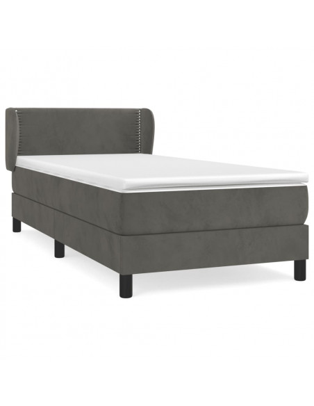 Giroletto a Molle con Materasso Grigio Scuro 90x190 cm Velluto
