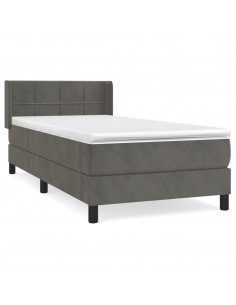 Giroletto a Molle con Materasso Grigio Scuro 90x190 cm Velluto 2