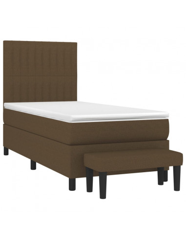 Giroletto a Molle con Materasso Marrone Scuro 90x200 cm Tessuto