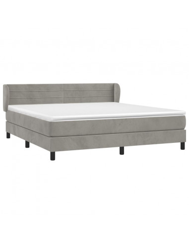 Giroletto a Molle con Materasso Grigio Chiaro 180x200cm Velluto