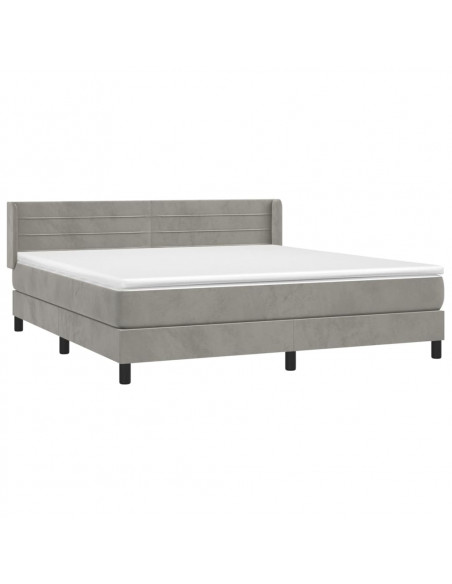 Giroletto a Molle con Materasso Grigio Chiaro 180x200cm Velluto