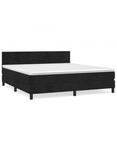 Giroletto a Molle con Materasso Nero 180x200 cm in Velluto