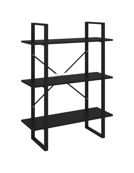 Libreria Nera 80x30x105 cm in Legno Multistrato