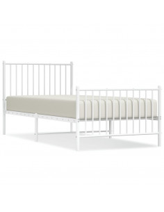 Giroletto con Testiera e Pediera Metallo Bianco 90x200 cm 2