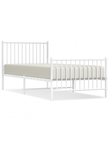 Giroletto con Testiera e Pediera Metallo Bianco 90x200 cm