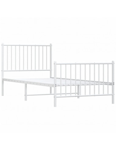 Giroletto con Testiera e Pediera Metallo Bianco 90x200 cm