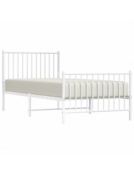 Giroletto con Testiera e Pediera Metallo Bianco 90x200 cm