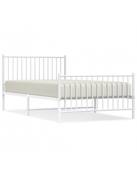 Giroletto con Testiera e Pediera Metallo Bianco 107x203 cm