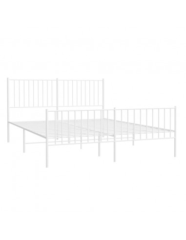 Giroletto con Testiera e Pediera Metallo Bianco 160x200 cm