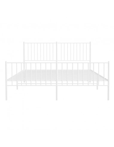 Giroletto con Testiera e Pediera Metallo Bianco 160x200 cm