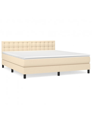 Giroletto a Molle con Materasso Crema 160x200 cm in Tessuto