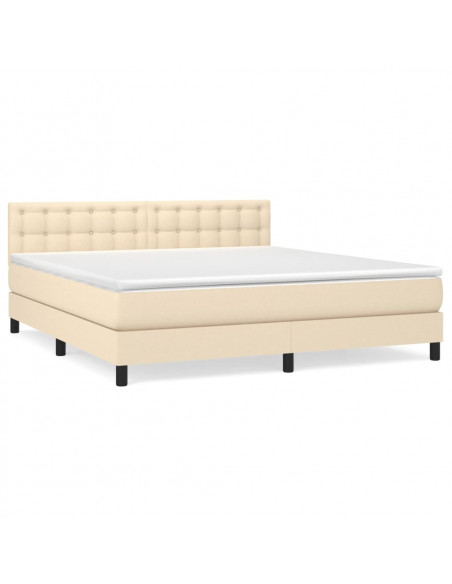 Giroletto a Molle con Materasso Crema 160x200 cm in Tessuto