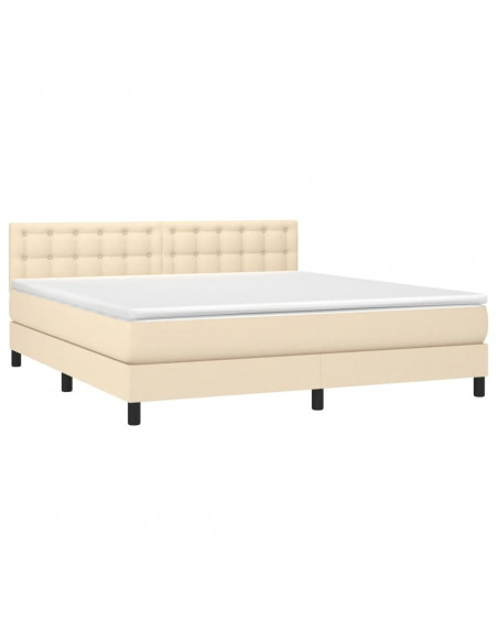 Giroletto a Molle con Materasso Crema 160x200 cm in Tessuto