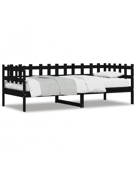 Dormeuse Nera 80x200 cm in Legno Massello di Pino